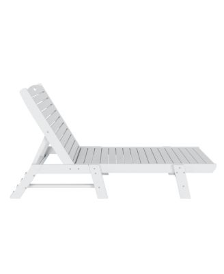 Poly Reclining Outdoor Patio Chaise Lounge Chair Adjustable (Set of 2)