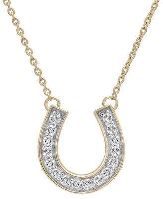 Wrapped - Diamond Horseshoe Pendant Necklace (1/6 ct. tw), 17" + 2" extender