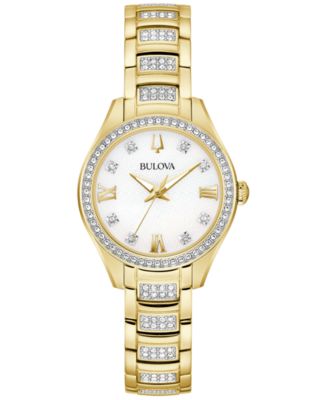 Women\'s Gold-Tone Crystal Bezel Bracelet Watch Jessica Simpson Gold Tone Crystal Bezel Etched Dial Motif  main image 4
