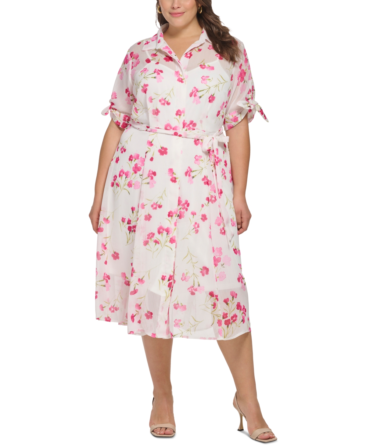 Calvin klein discount floral chiffon shirtdress