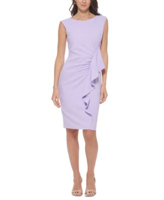 Calvin Klein - Petite Ruffle-Trim Scuba Sheath Dress