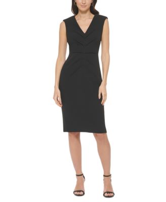 Calvin Klein Women's V-Neck Pleated Sheath Dress Macy's