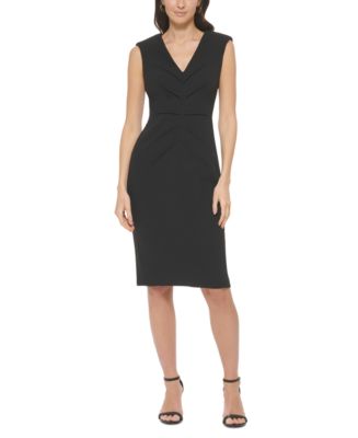 Calvin Klein Women's V-Neck Pleated Sheath Dress - Macy's