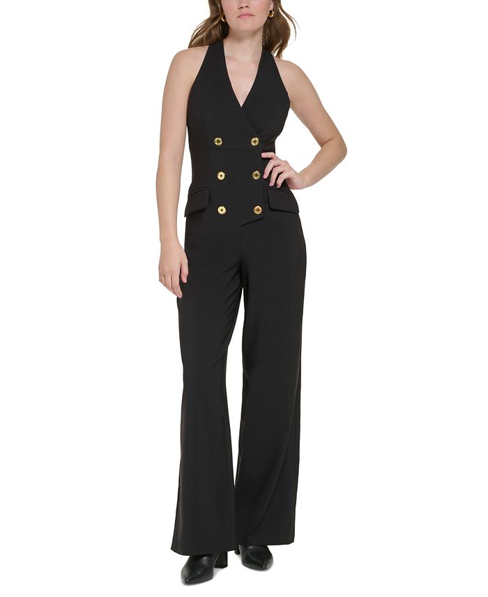 Calvin Klein Women's X-Fit Double-Breasted Sleeveless Jumpsuit & Reviews -  Dresses - Women - Macy's