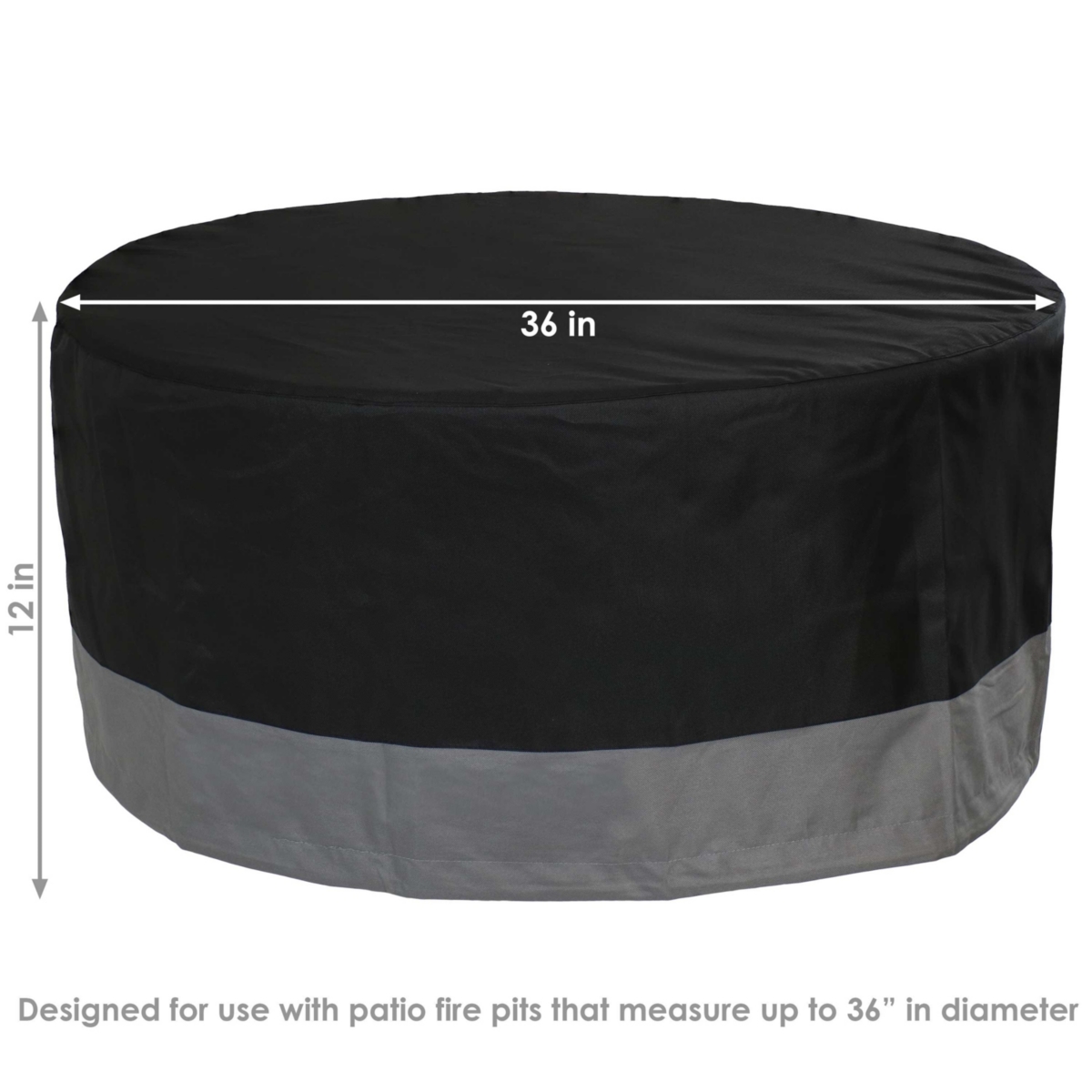 Sunnydaze Decor 2-Tone Polyester Round Outdoor Fire Pit Cover - Gray- Black