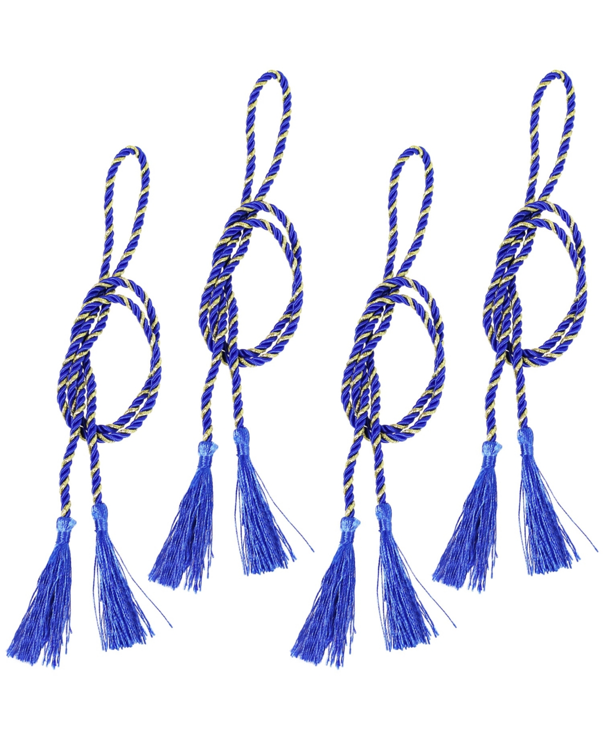 Indoor/Outdoor Rope Curtain Tiebacks - Blue - Set of 4 - Blue