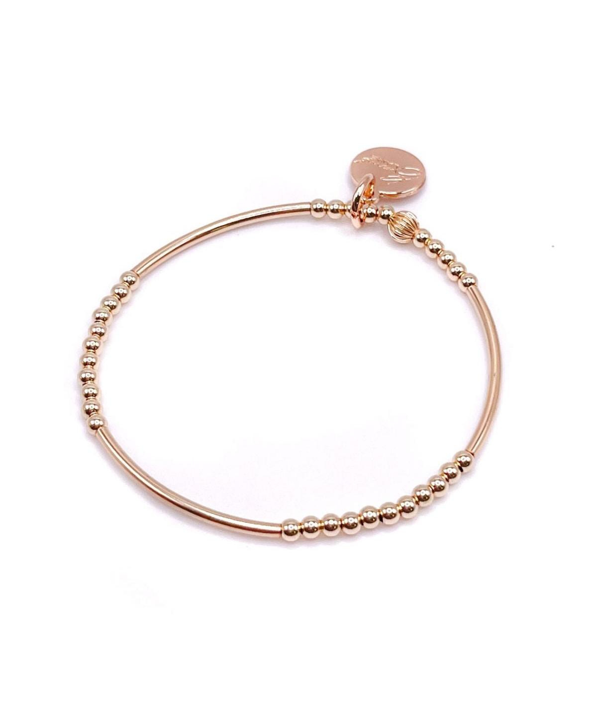 Non-Tarnishing Gold filled, 3mm Gold Ball and Gold Tube Stretch Bracelet - Gold