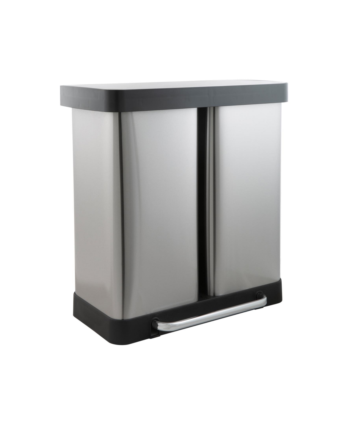 60 Liter Dual Compartment Recycling Bin - Silver