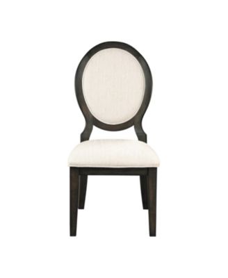 2-Piece Asian Hardwood Twyla Upholstered with Oval Back Dining Chairs Set