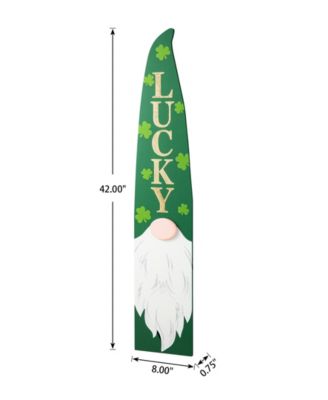 42" H St. Patrick's Wooden Gnome Porch Decor