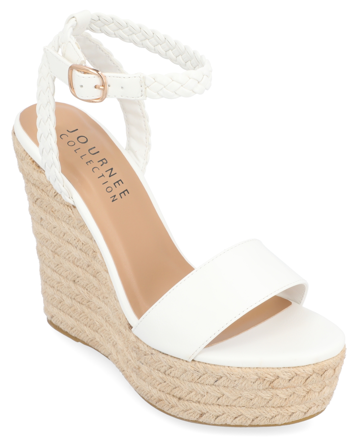 Journee Collection Women's Andiah Platform Wedge Sandals In White