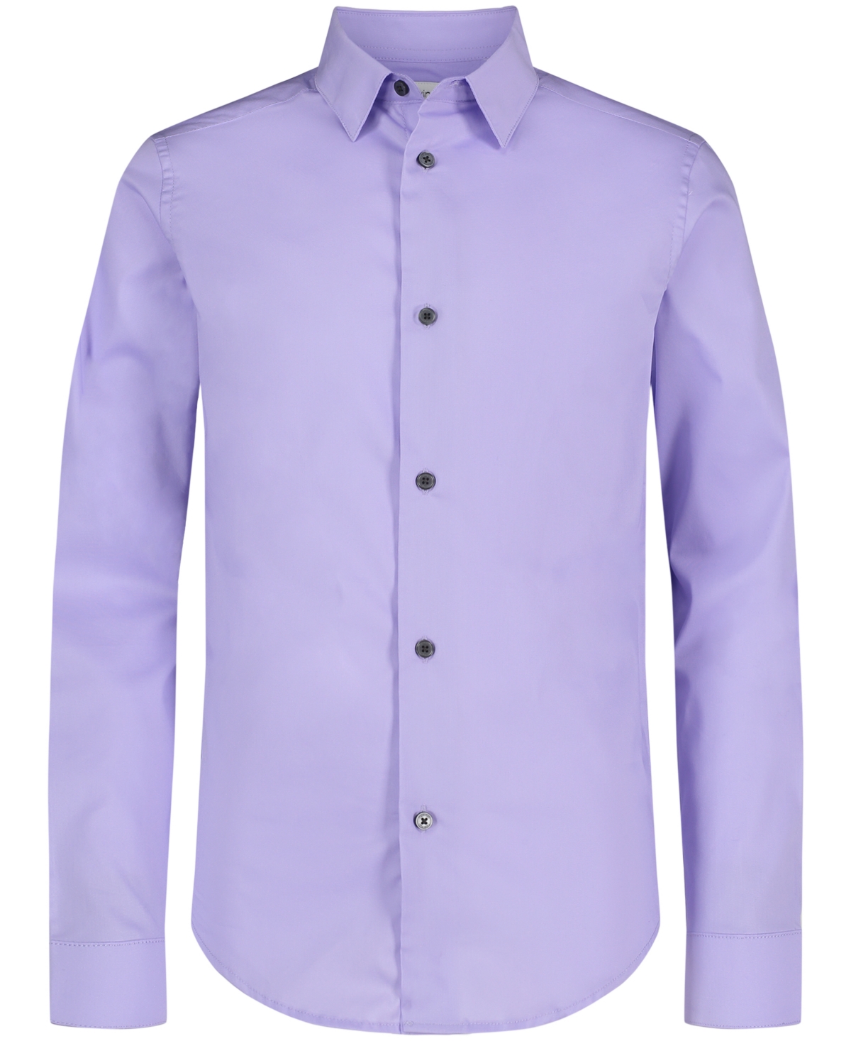 Calvin Klein Big Boys Long Sleeve Stretch Solid Poplin Shirt In Lilac