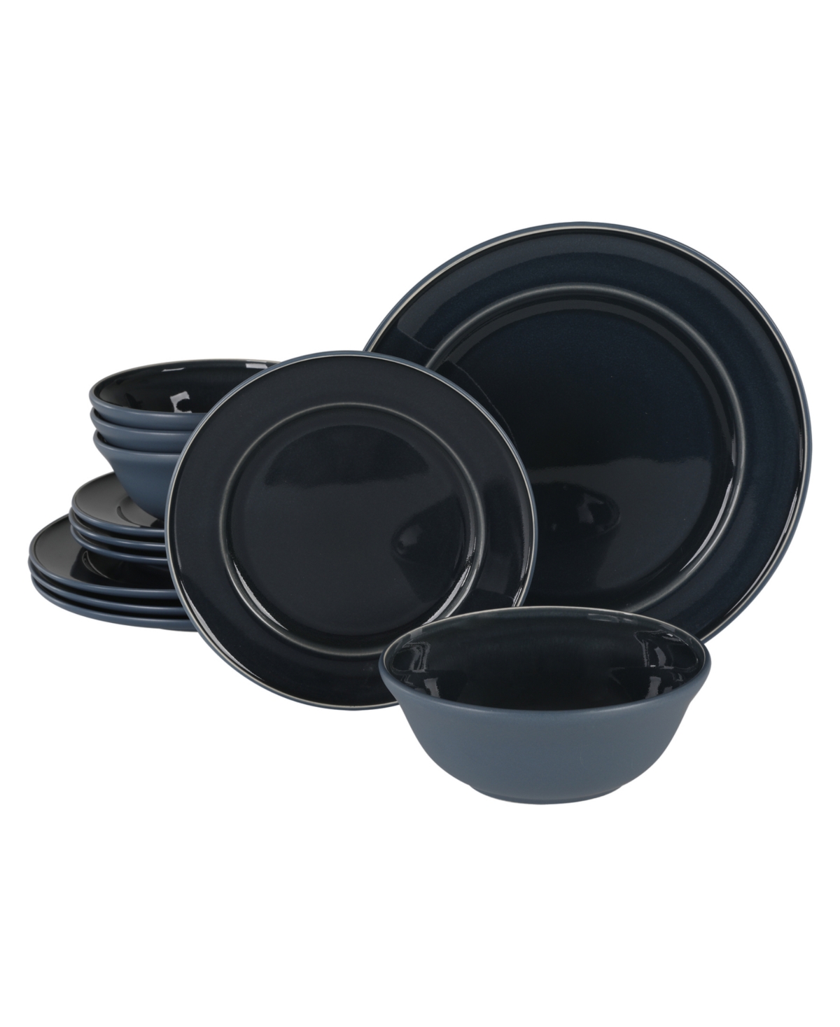 Martha Stewart Solid 12 Piece Stoneware Dinnerware Set, Service For 4 In Black