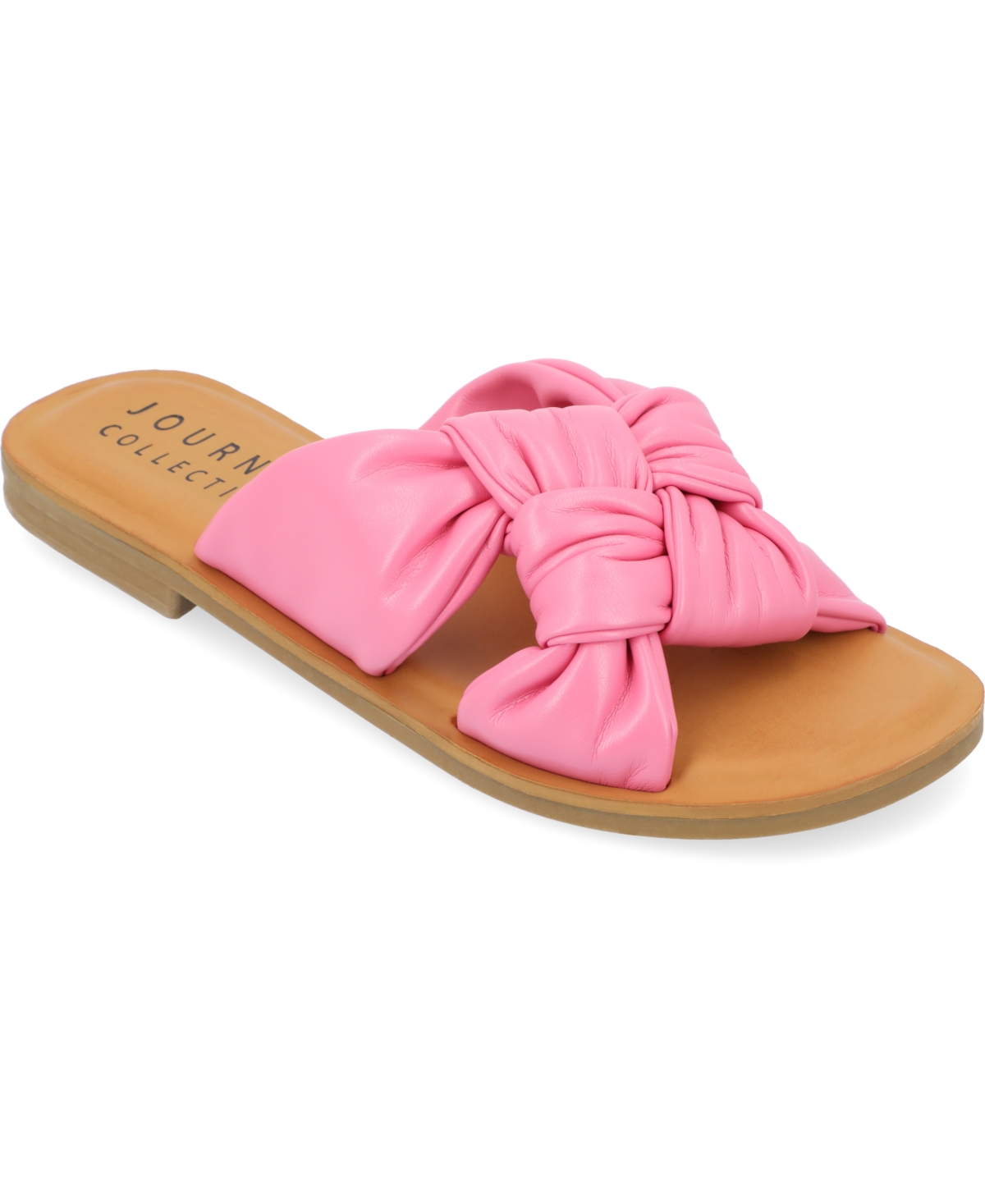 Journee Collection Women's Kianna Woven Flat Sandals In Pink