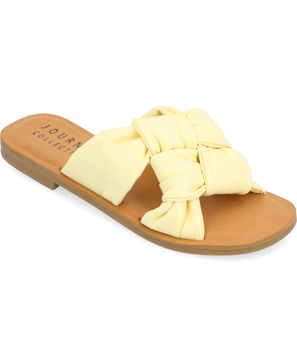 Journee Collection Women's Kianna Woven Flat Sandals In Yellow