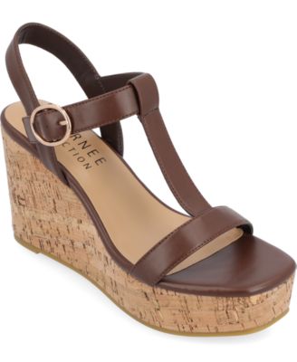Sandales Plateforme MRKT Dita - Sangle Réglable - Cuir Naturel/whisky - Taille 8 US - Occasion