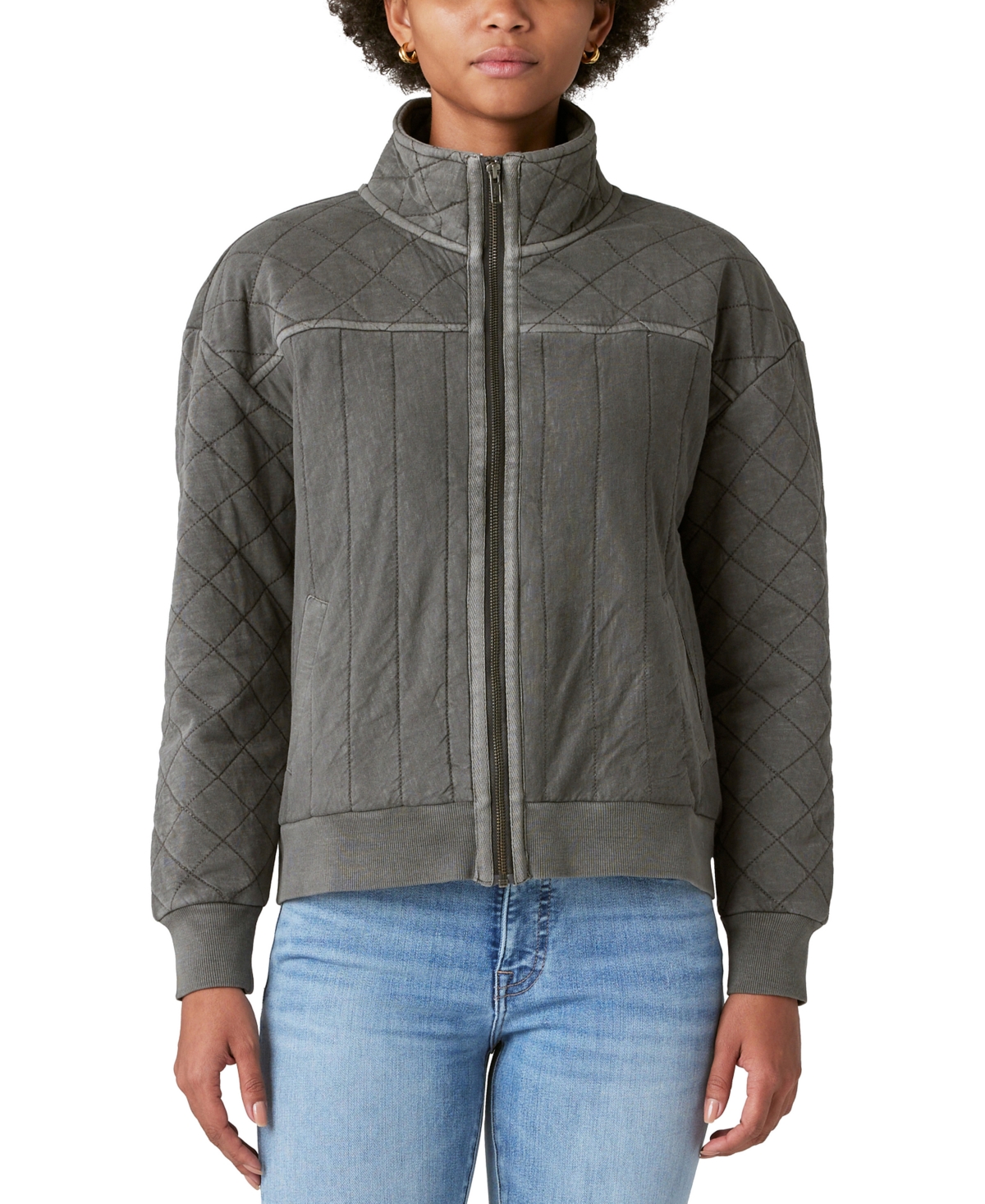 Lucky Brand Women's Quilted Zip-up Jacket In Raven