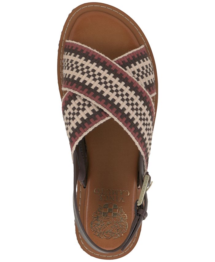 VINCE CAMUTO Womens Black Crisscross Straps Jute Wrapped Sole Arch Support Comfort Chavelle Round Toe Platform Slip On Leather Slide Sandals Shoes M main image 0
