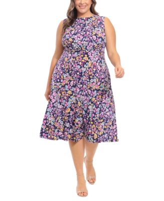 London Times Plus Size Empire-Waist Jersey Midi Dress - Macy's