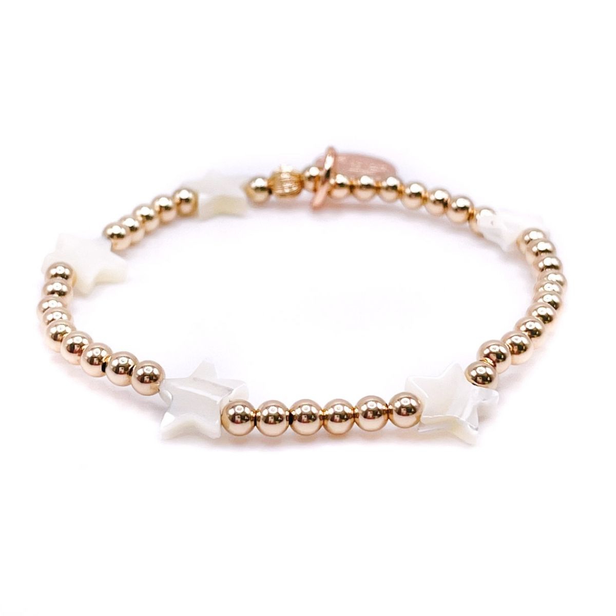 Bowood Lane Non-Tarnishingfilled, 4mmBall and Mother of Pearl Star Stretch Bracelet - Gold