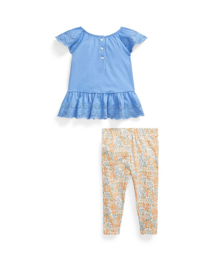 Polo Ralph Lauren Baby Girls Eyelet Top and Leggings, 2 Piece Set Macy's