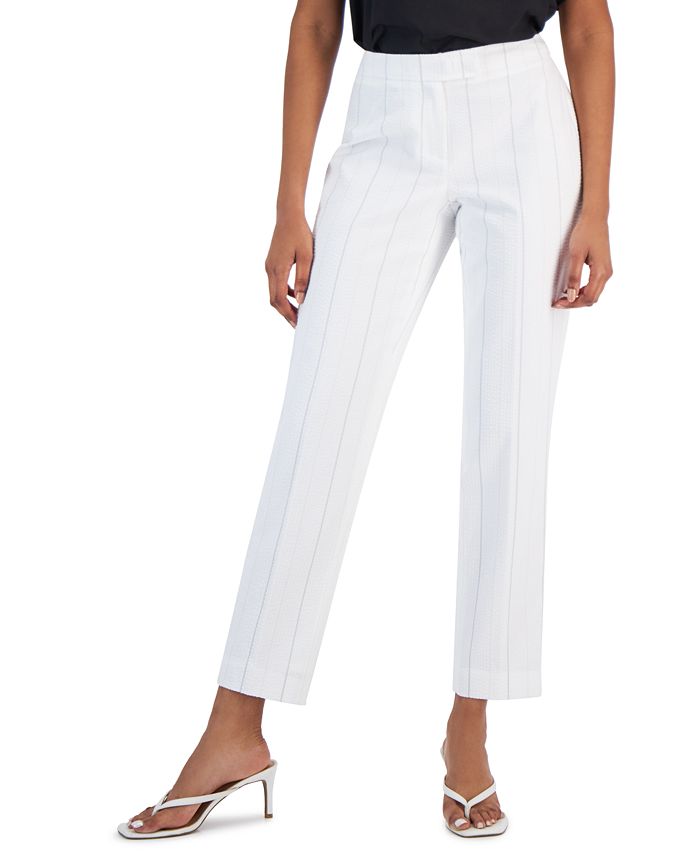Anne Klein Women s Seersucker Wide Stripe Pants Macy s