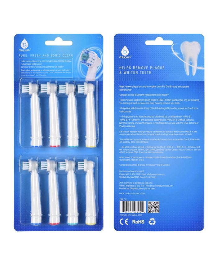 PURSONIC 8 Pack Power Sensitive Replacement Brush Heads for OralB, 8