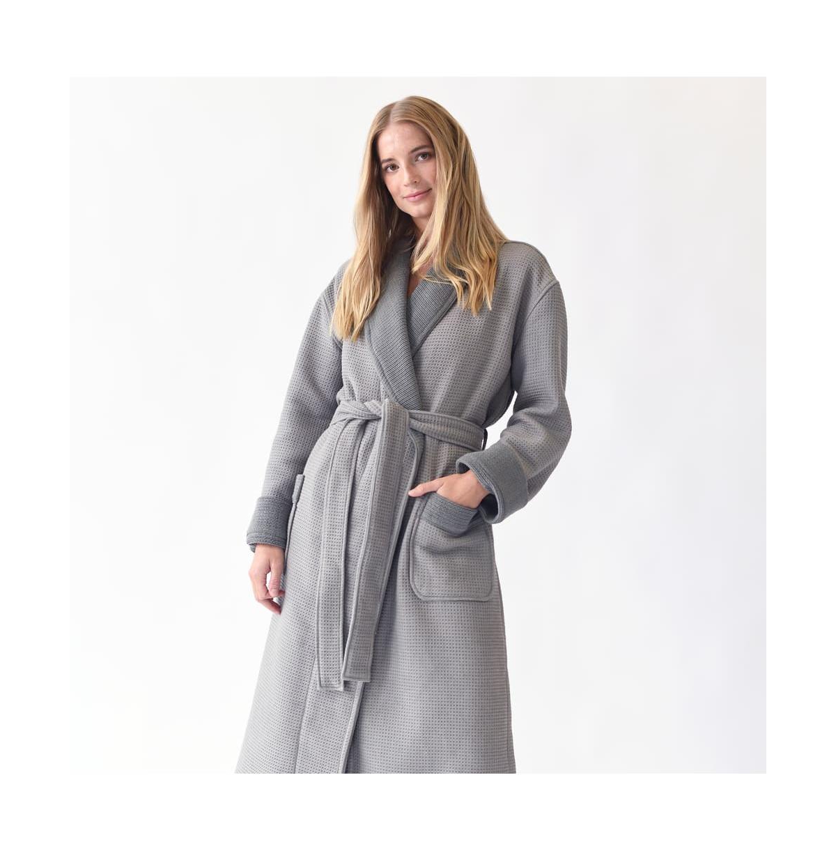Cozy Earth Waffle Terry Bath Robe For Women And Men In Charcoal