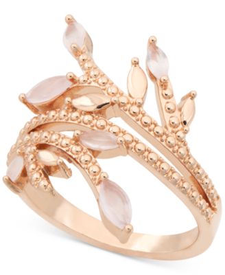 Charter Club - Rose Gold-Tone Crystal Flower Sprig Ring