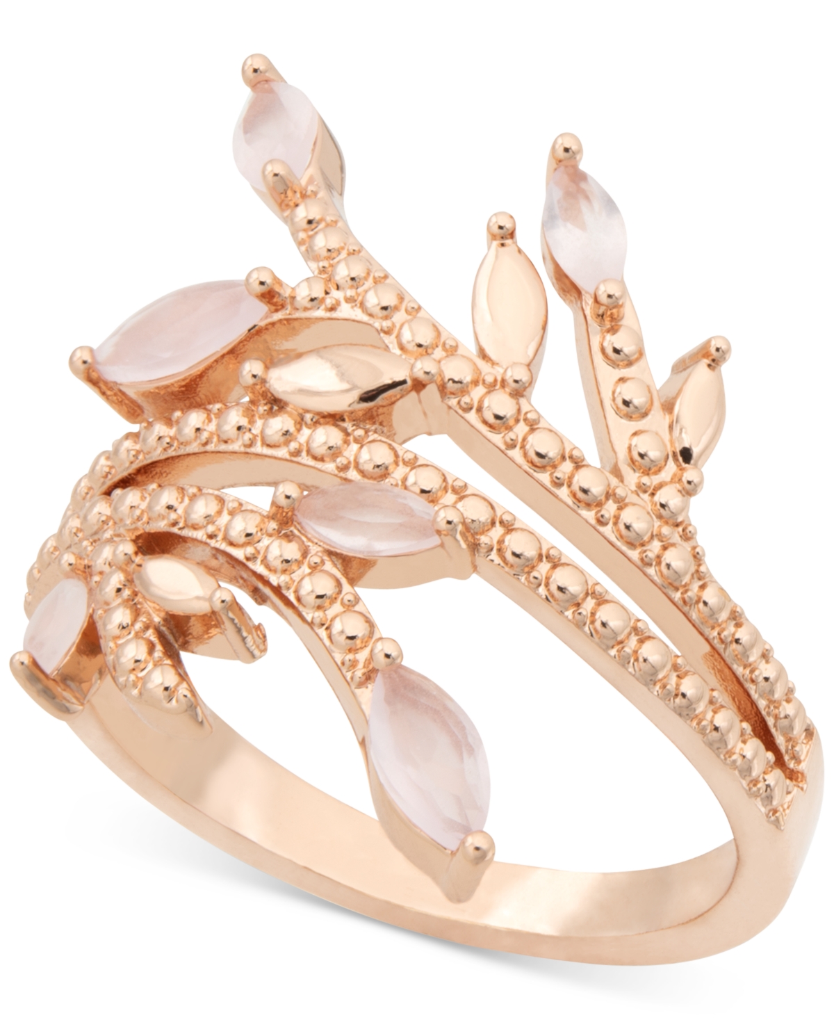 Charter Club Rose Gold-tone Crystal Flower Sprig Ring, Created For Macy's