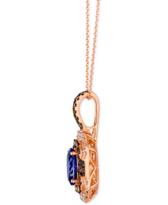 Blueberry Tanzanite (1-3/4 ct. t.w.) & Diamond (1-1/10 ct. t.w.) Pendant Necklace in 14k Rose Gold, 18" + 2" extender 