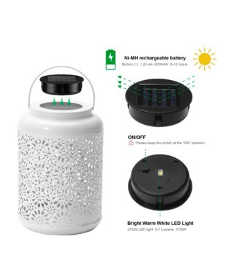 8.75" H Metal Cutout Flower Solar Powered Outdoor Hanging Lantern with LED Light