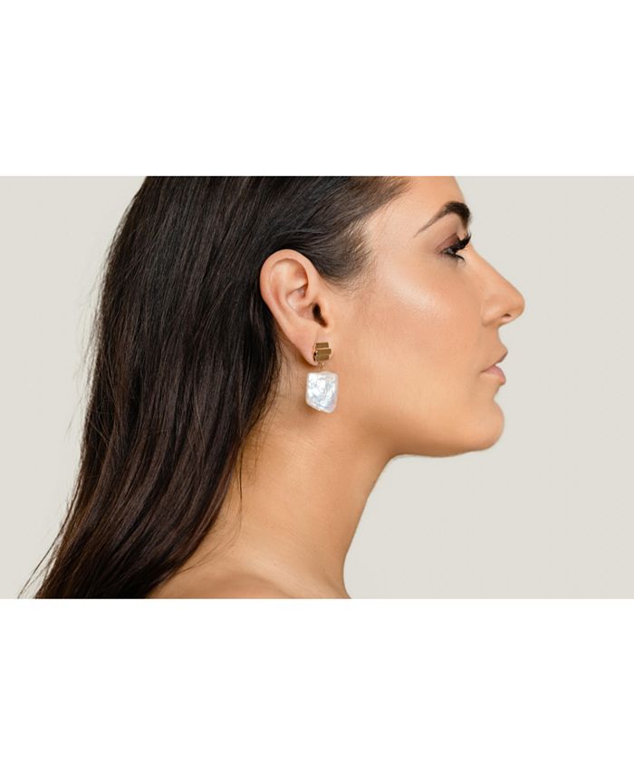 VUE by SEK Layered Dome + Freshwater Pearl Earrings Macy's