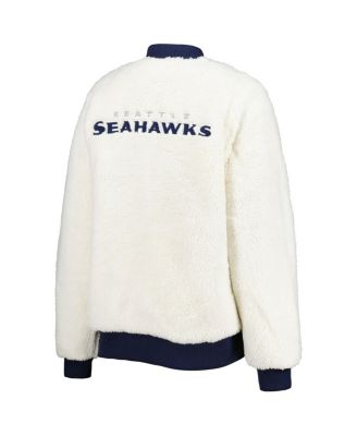 Women's Oatmeal, College Navy Seattle Seahawks Switchback Reversible Full-Zip Jacket