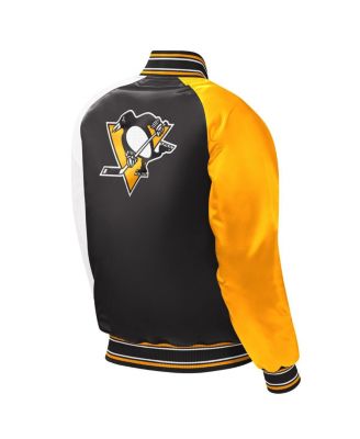 Big Boys, Girls and Black Pittsburgh Penguins Raglan Full-Snap Varsity Jacket