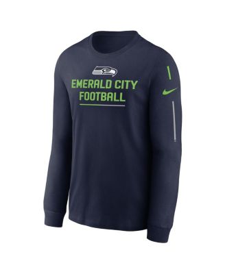 Men's College Navy Seattle Seahawks Team Slogan Long Sleeve T-shirt