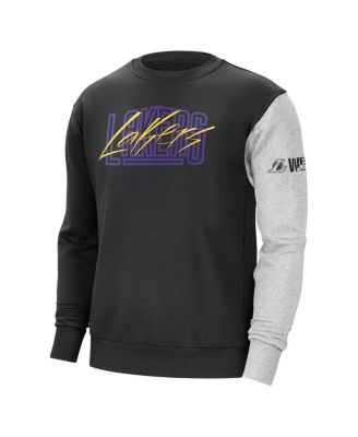 Men's Black, Heather Gray Los Angeles Lakers Courtside Versus Force & Flight Pullover Sweatshirt