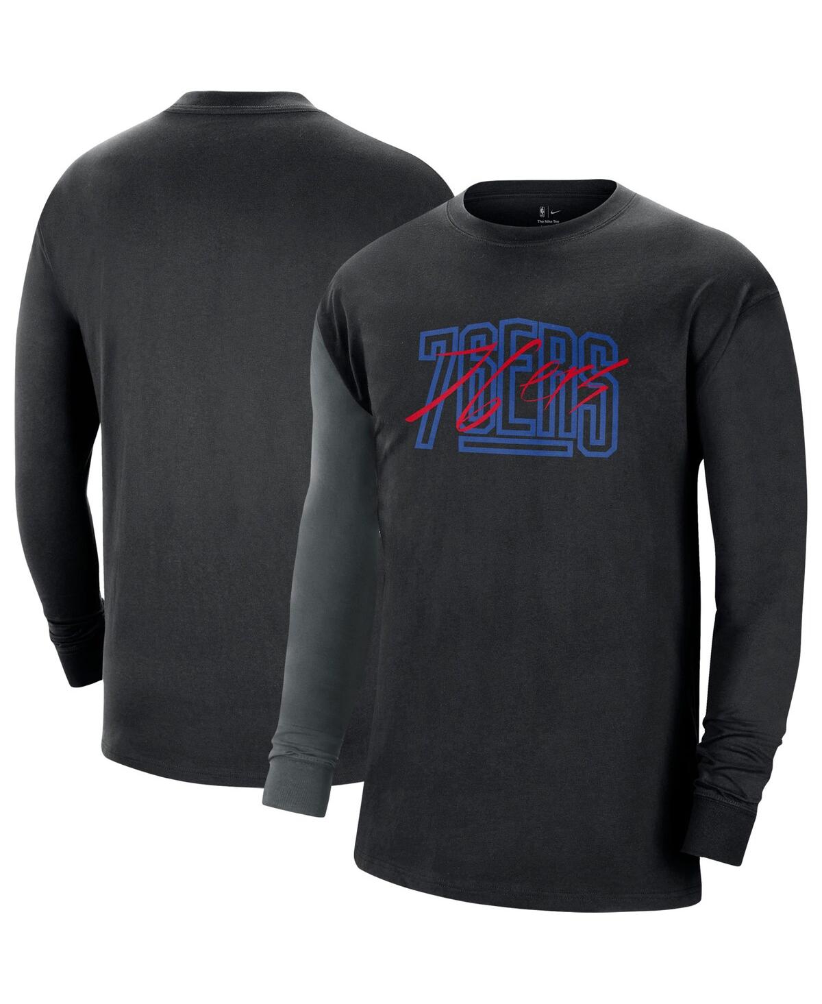 Men's NikePhiladelphia 76ers Courtside Versus Flight MAX90 Long Sleeve T-shirt - Black