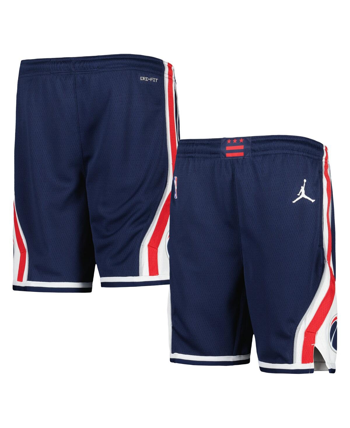 Shop Jordan Big Boys And Girls  Navy Washington Wizards Statement Edition Swingman Performance Shorts