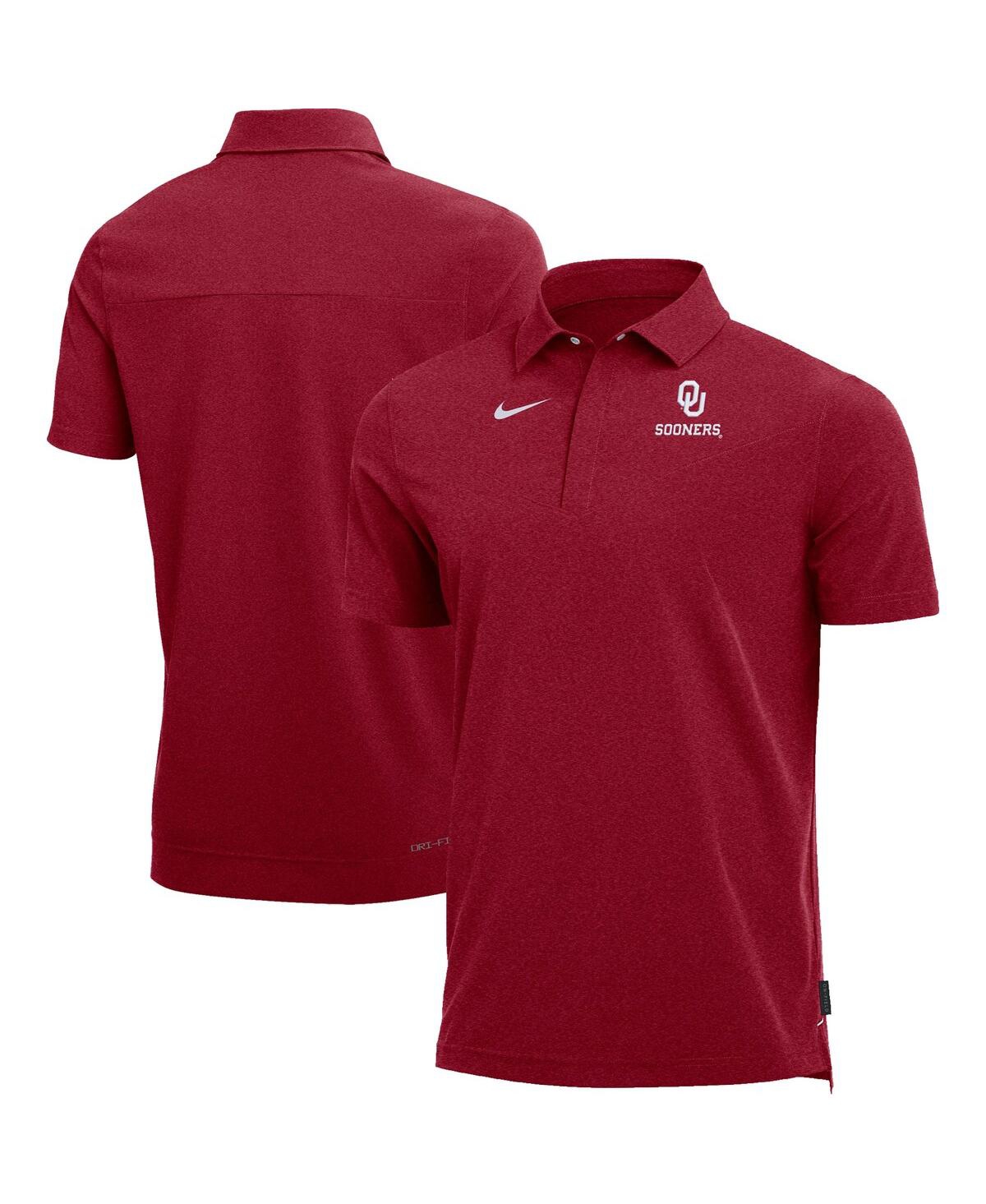 Shop Nike Men's  Heathered Crimson Oklahoma Sooners 2022 Coach Performance Polo Shirt