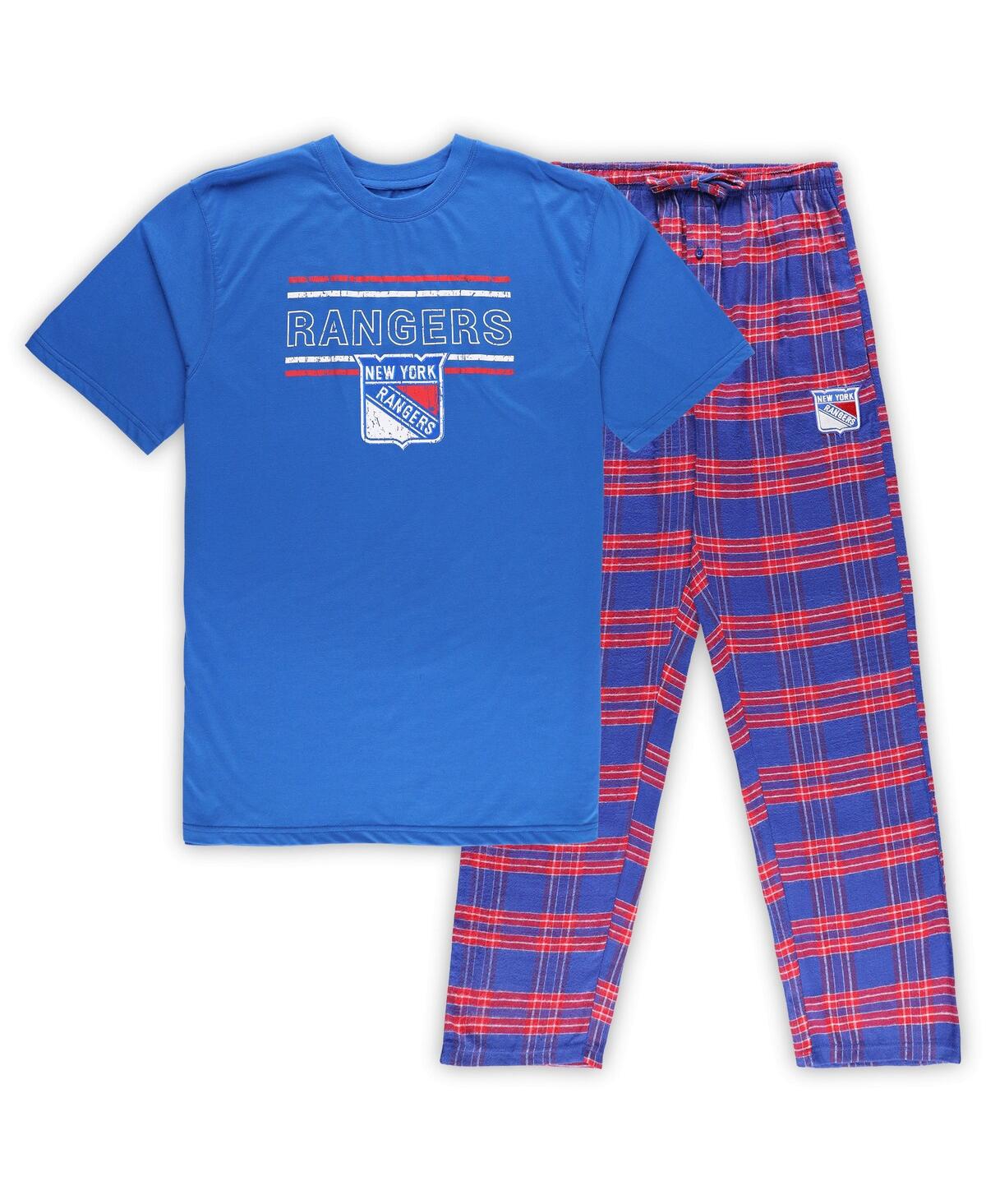 Men's Blue, Red New York Rangers Big and Tall T-shirt and Pajama Pants Sleep Set - Blue, Red