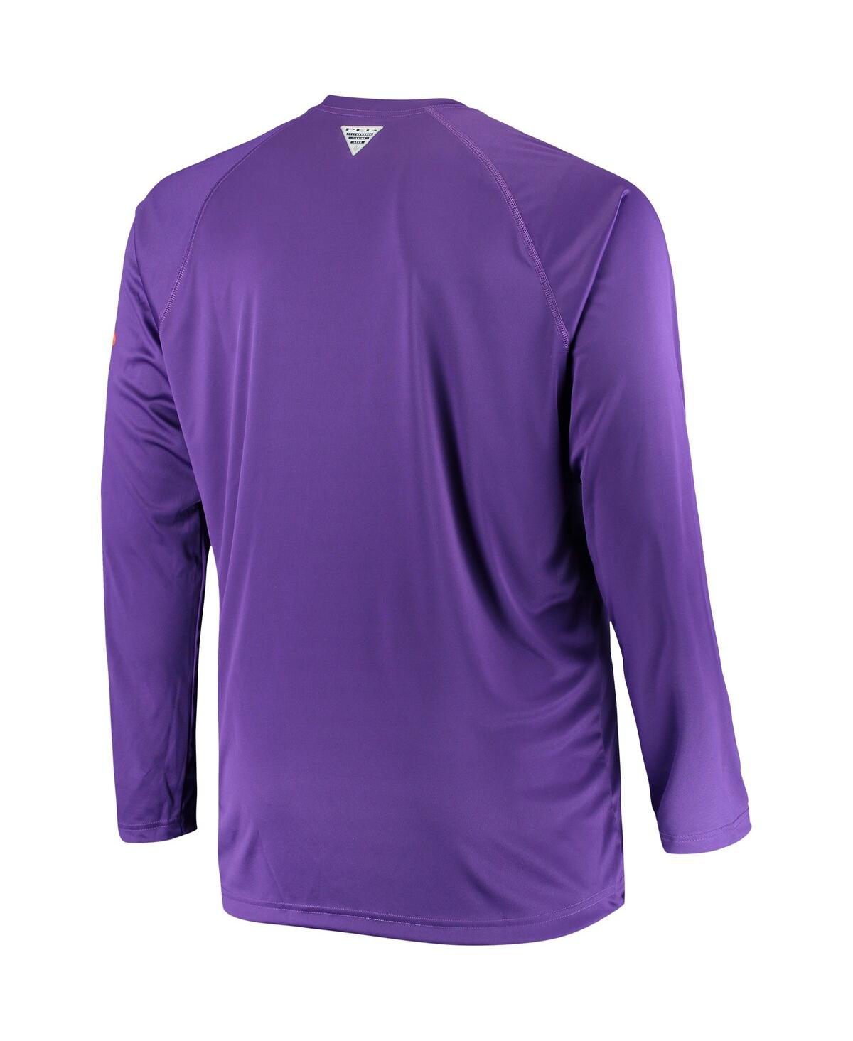 Men's ColumbiaClemson Tigers Big and Tall Terminal Tackle Long Sleeve Omni-Shade T-shirt - Purple