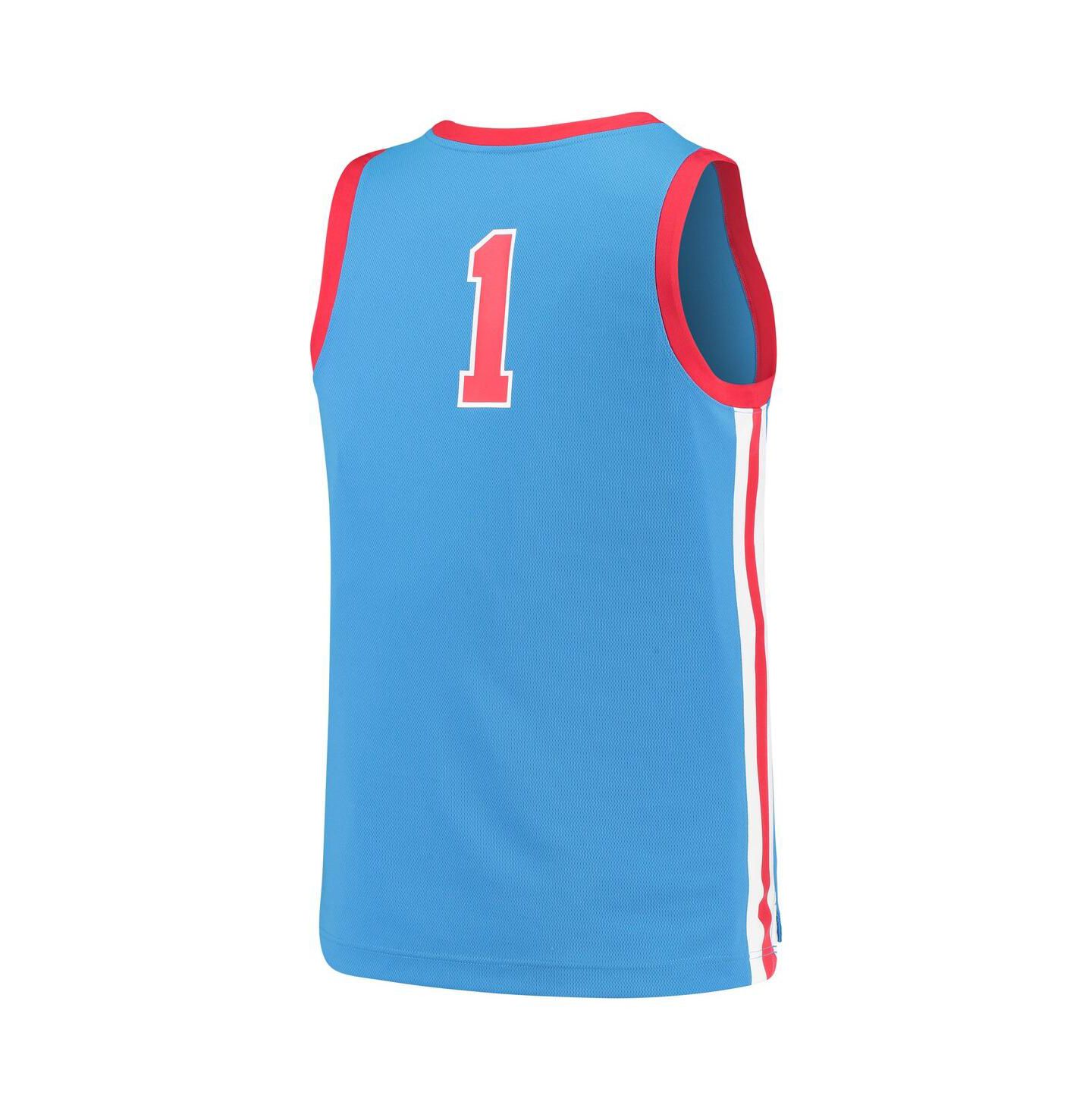 Мужской топ Nike #1 Light Blue Ole Miss Rebels Replica Basketball Jersey — фото 4