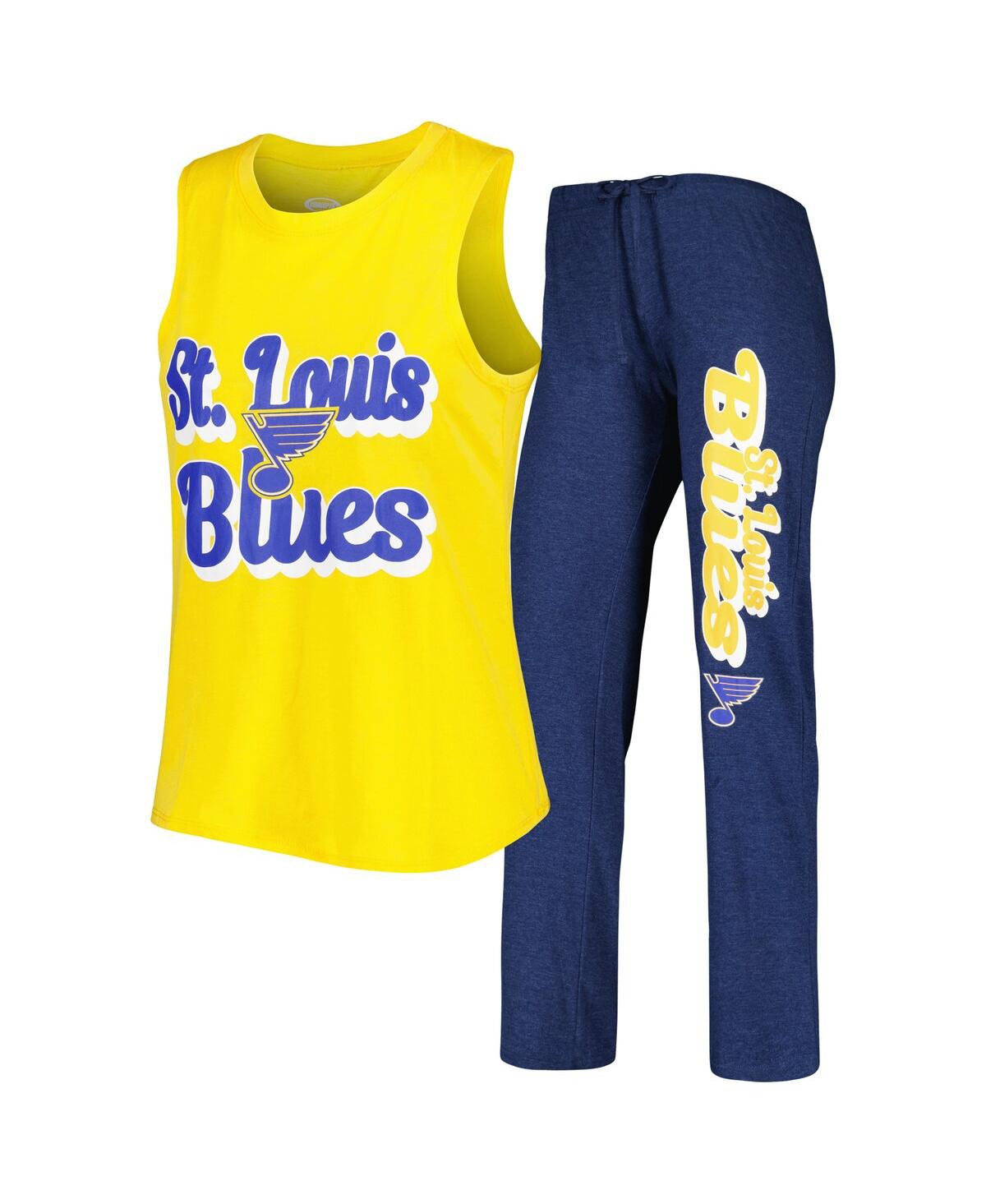 Women's Concepts Sport Gold, Navy St. Louis Blues Meter Muscle Tank Top and Pants Sleep Set - Gold, Navy