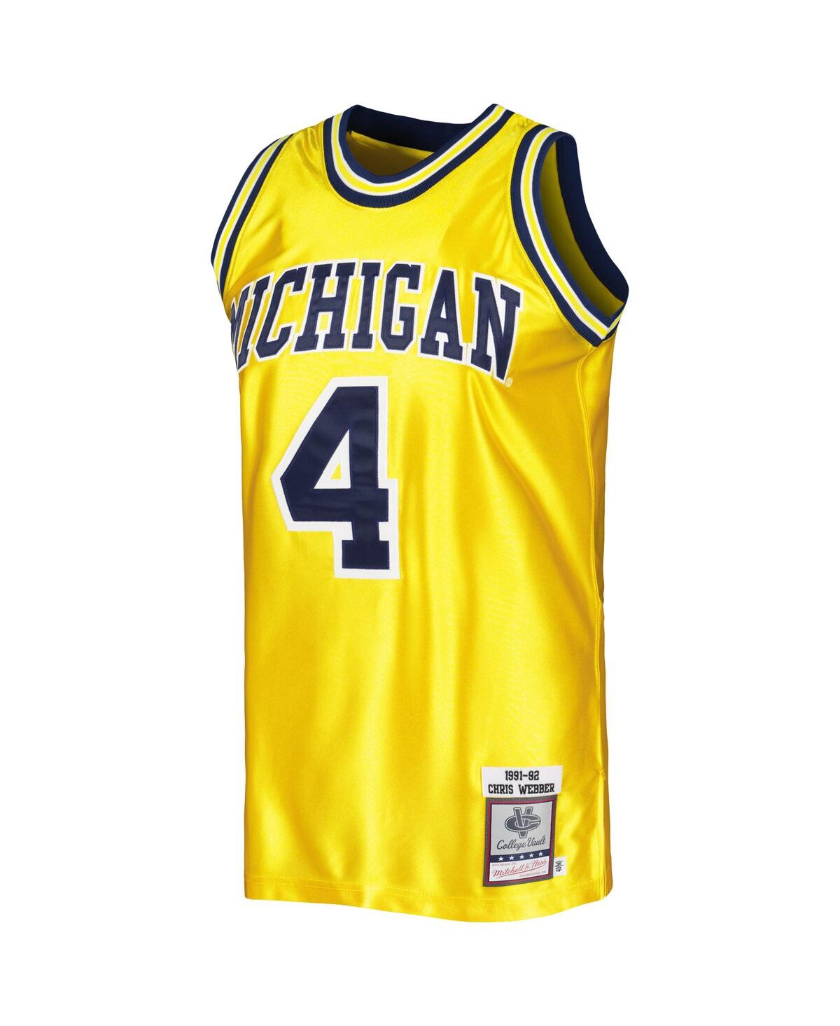 Men's Mitchell & Ness Chris WebberMichigan Wolverines Authentic College Vault 1991-92 Jersey - Maize