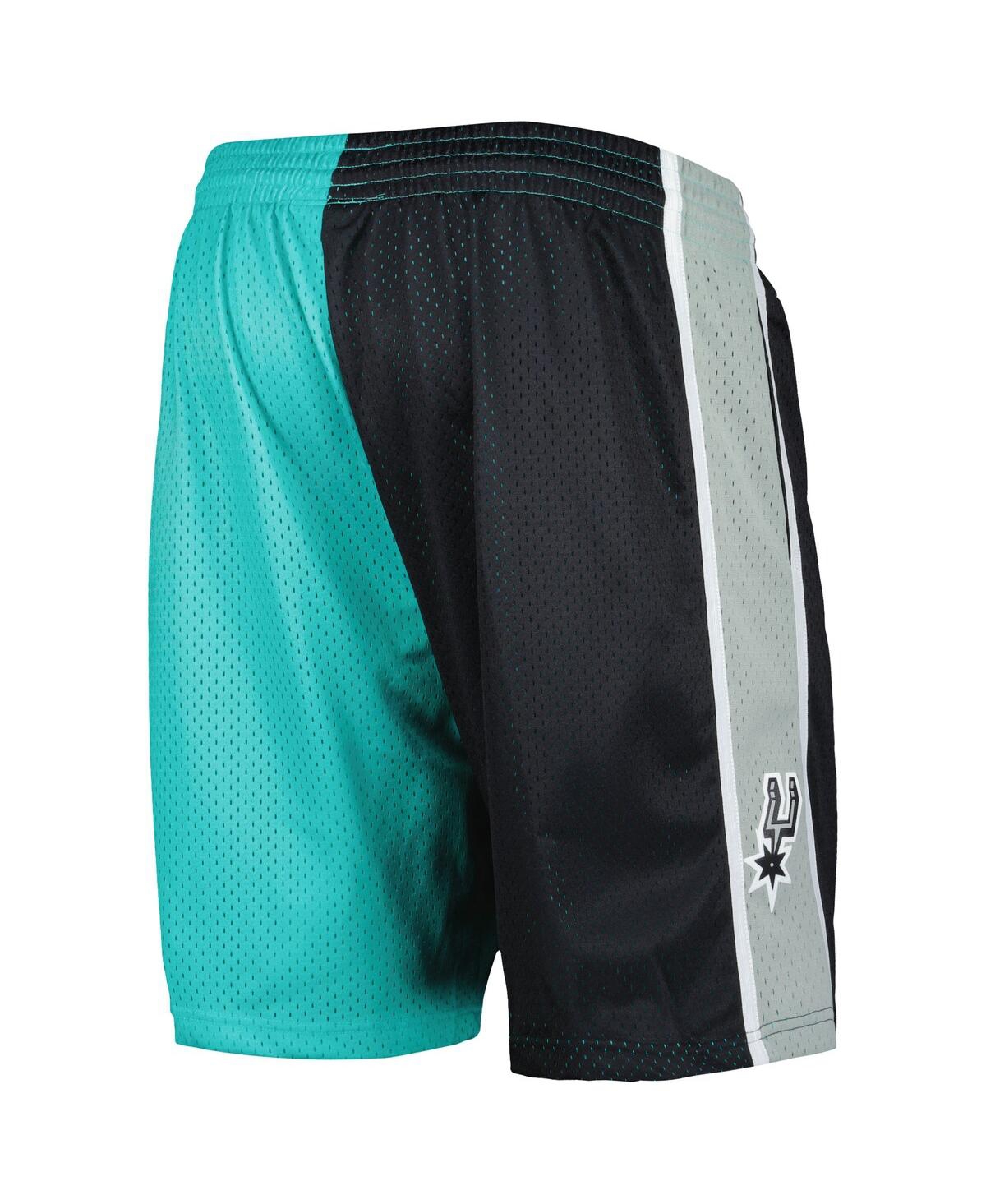 Men's Mitchell & Ness Black San Antonio Spurs Hardwood Classics 1998 Split Swingman Shorts - Black