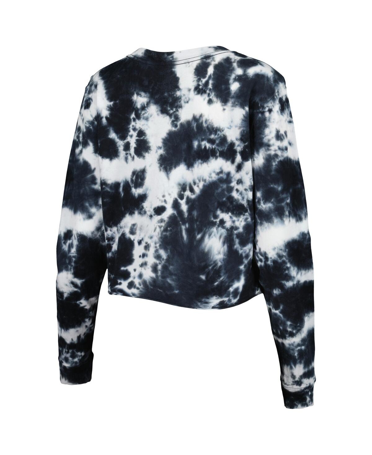 Women's New EraChicago Bulls Tie Dye Cropped Long Sleeve T-shirt - Black