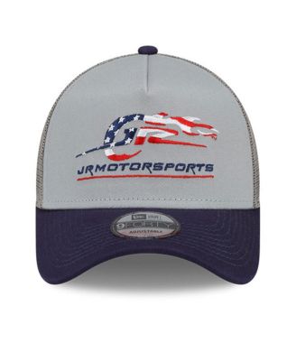 Men's Gray, Navy JR Motorsports 9FORTY A-Frame Trucker Snapback Adjustable Hat