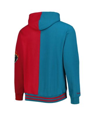 Men's Teal, Red Detroit Pistons Big and Tall Hardwood Classics Split Pullover Hoodie