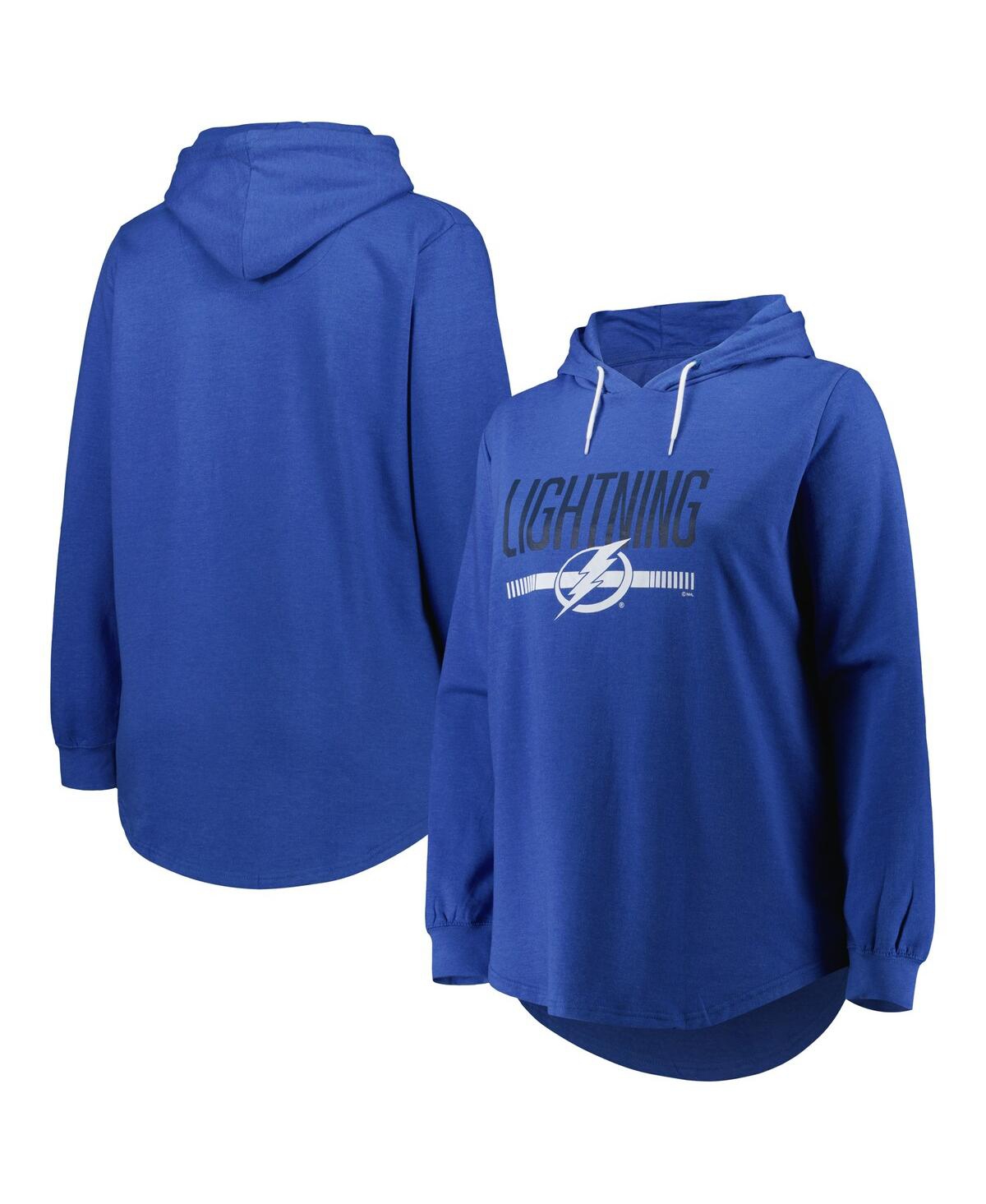 Women's Heather Blue Tampa Bay Lightning Plus Size Fleece Pullover Hoodie - Heather Blue